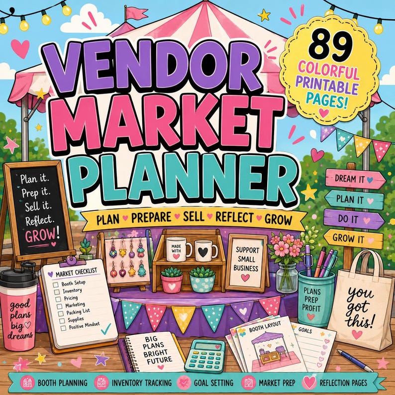 Vendor Market Planner Bundle | Craft Fair, Pop-Up Shop, Small Business (PDF Download)